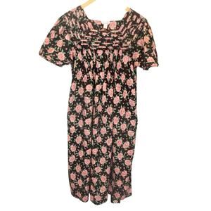 Vintage Sita Floral Cotton Midi Dress - size Medium